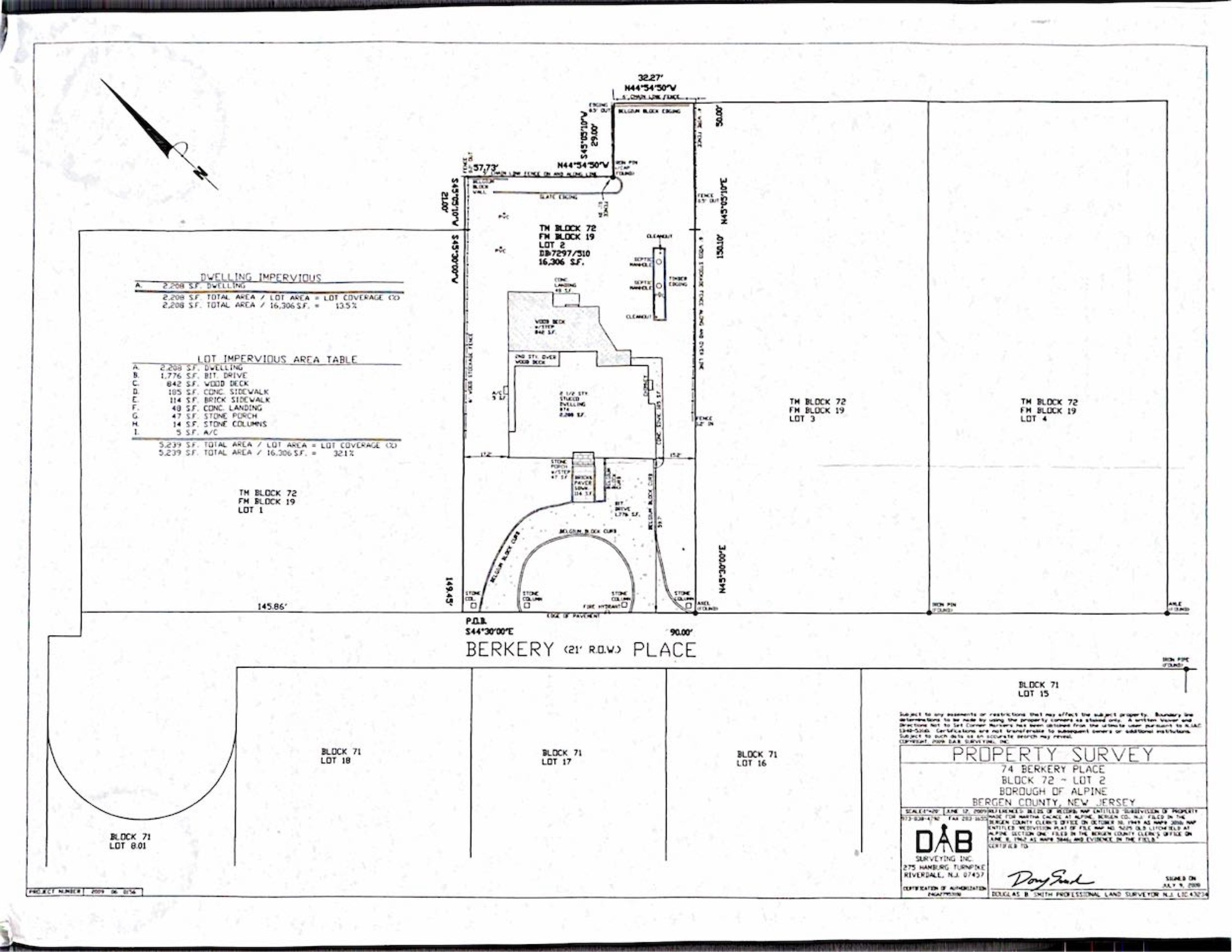 Recorded property survey, Block 72 Lot 2